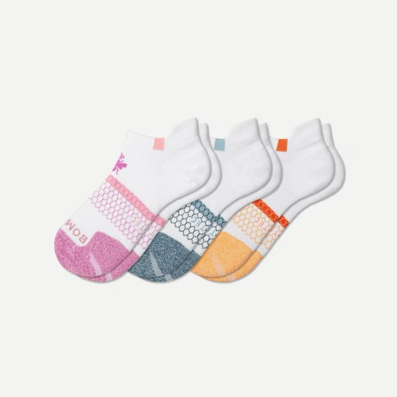 NWT BOMBAS x Venus Williams solid ankle marled toe White and blue Athletic Socks - Picture 2 of 8